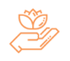 Holistic Treatm Hand holding a blooming flower icon in orange.